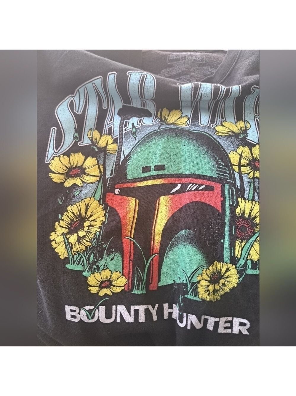 STAR WARS bounty hunter Boba Fett sweater sweatshirt flowers graphics black M - Picture 4 of 6